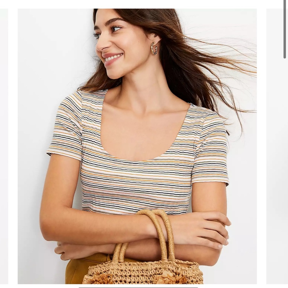 Loft Scoop-neck stripe tee